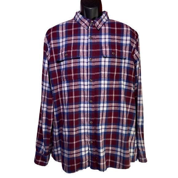 Burnside Men Size XL Maroon Plaid Flannel Button Down Shirt Long Sleeve Pockets - Picture 3 of 11